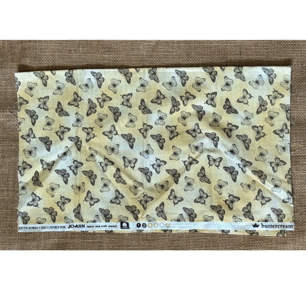 Joann Buttercream Butterfly Fabric Material Yellow Gold Black Cottage Fairy Core